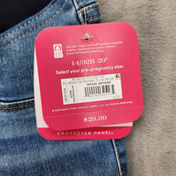 NWT Isabel Maternity Jeans Womens 14 32R Blue Skinny Jeggings Stretch Over-Belly - Picture 7 of 12